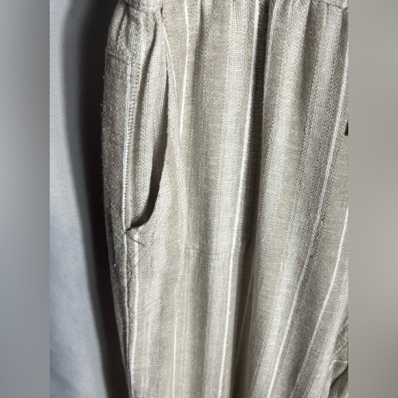 Dash Linen Blend Striped Drawstring Pants Women’s XL Beige Casual Summer Lounge - Picture 2 of 5